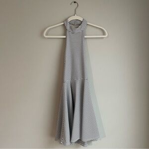 Black and White Striped Halter Dress